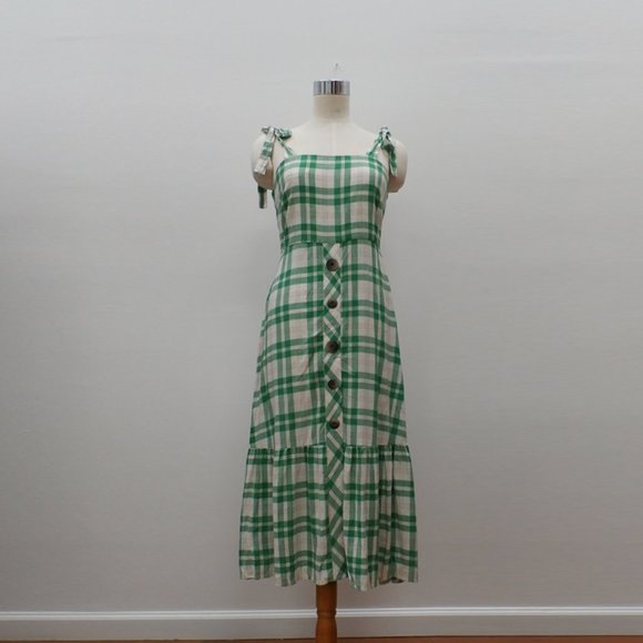 Zara Dresses & Skirts - Check Pattern Dress with Tied Shoulder Strap